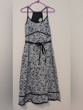 Citrine, Black & White Sleeveless Tie-Waist Dress, Size 12